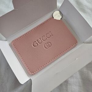 NIB Pink Leatherette Mirror + Card Holder Sleeve